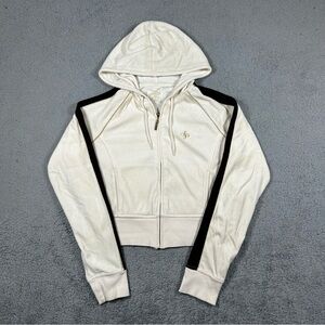 Y2k Cream South Pole velvet zip up hoodie Size XL Women’s